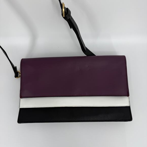 Kate Spade Saturday Women’s Leather Shoulder Bag Crossbody Purple Black White - Picture 3 of 7